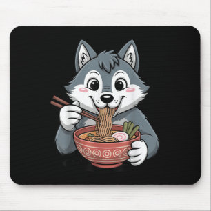 Cute Husky Eating Ramen Japanese Kawaii Dog Noodle Mouse Pad