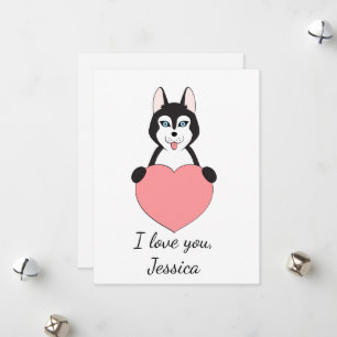 Cute husky in love Valentine Holiday Card