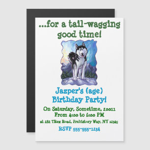 Cute Husky Party Magnetic Invitation