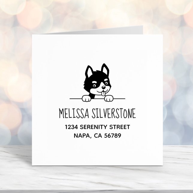 Cute Husky Puppy Address Self-inking Stamp (Creator Uploaded)