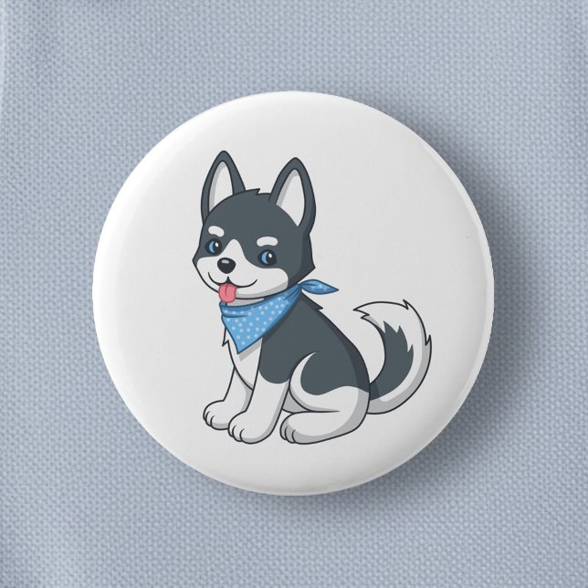 Cute Husky Puppy Dog 6 Cm Round Badge (Creator Uploaded)