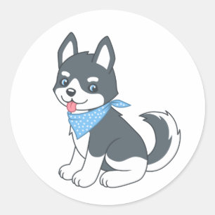 Cute Husky Puppy Dog Classic Round Sticker