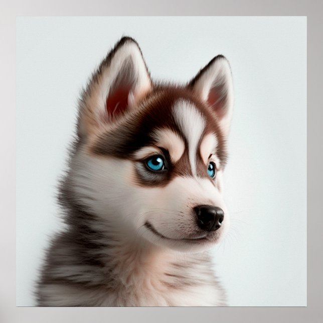 Cute Husky Puppy Dog Portrait Poster (Front)