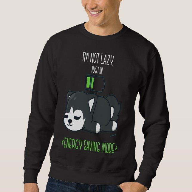 Cute Husky Sleeping With Battery Sweatshirt (Front)