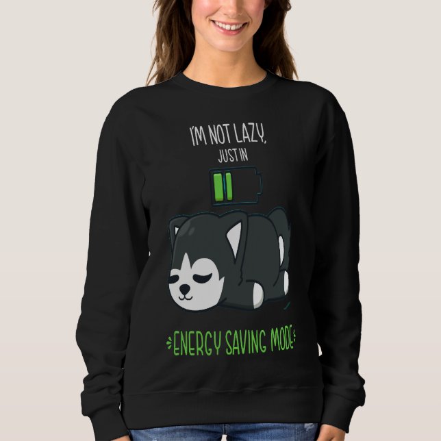Cute Husky Sleeping With Battery Sweatshirt (Front)