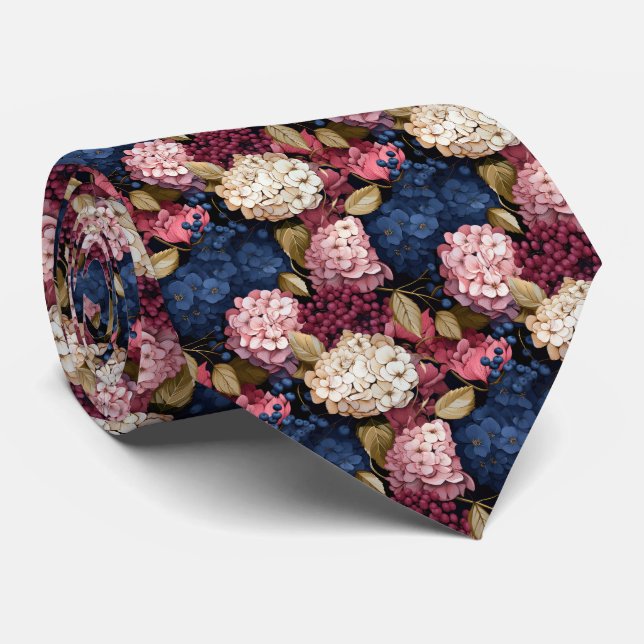 Cute Hydrangea flower tiled pattern Tie (Rolled)