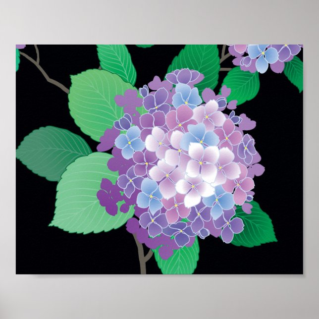 Cute Hydrangea Japanese Floral Fine Art Poster (Front)