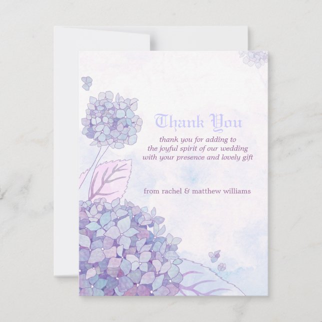 Cute Hydrangeas Wedding Thank You Card (Front)