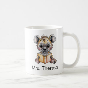 Cute Hyena Reading a Book Custom Coffee Mug