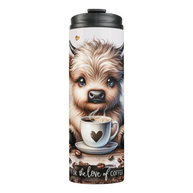 Cute Hyland Cow Ornate Thermal Tumbler (Front)