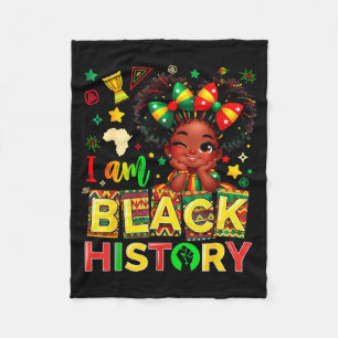 Cute I Am Black History African American Girl Teen Fleece Blanket