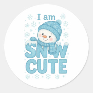 Cute I Am Snow Cute Snowman Winter Holiday Classic Round Sticker