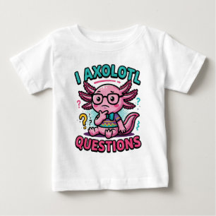 Cute I Axolotl Questions aztec nerd with glasses Baby T-Shirt