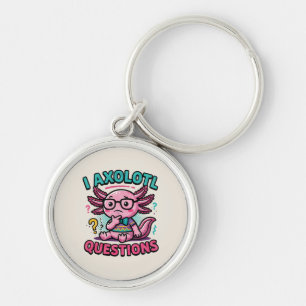 Cute I Axolotl Questions aztec nerd with glasses Key Ring