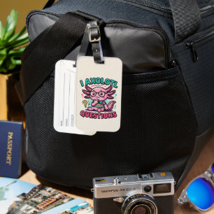 Cute I Axolotl Questions aztec nerd with glasses Luggage Tag