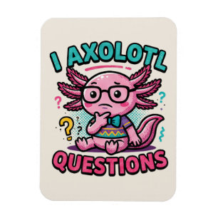 Cute I Axolotl Questions aztec nerd with glasses Magnet