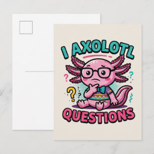 Cute I Axolotl Questions aztec nerd with glasses Postcard