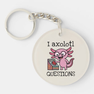 Cute I Axolotl Questions aztec Oh No red button Key Ring