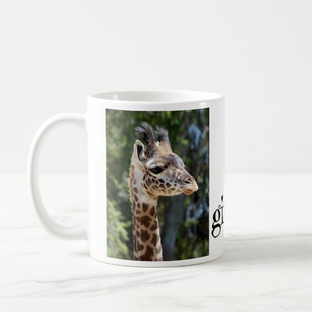 Cute, i heart giraffes, w photos of mum & baby coffee mug (Left)