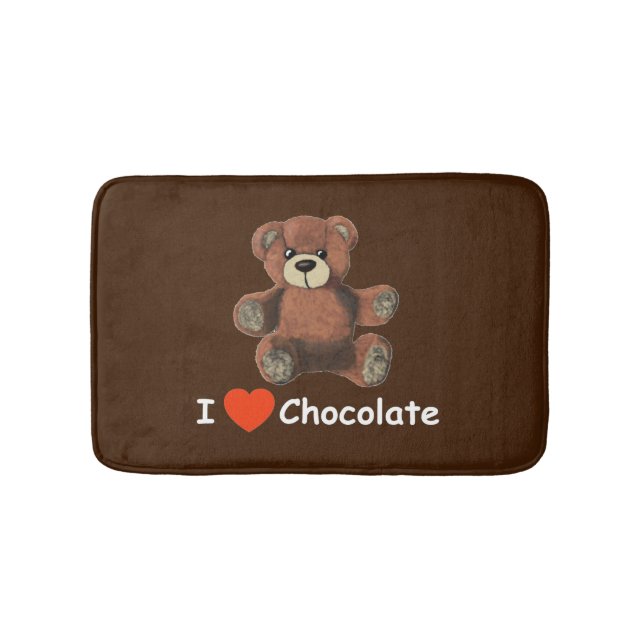 Cute I Heart (Love) Chocolate Teddy Bear Bath Mat (Front)