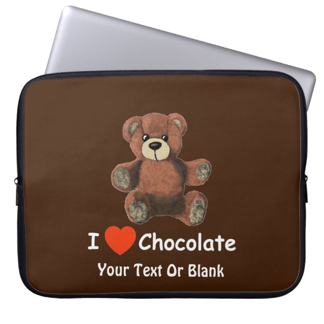 Cute I Heart (Love) Chocolate Teddy Bear Laptop Sleeve (Front)