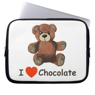 Cute I Heart (Love) Chocolate Teddy Bear Laptop Sleeve
