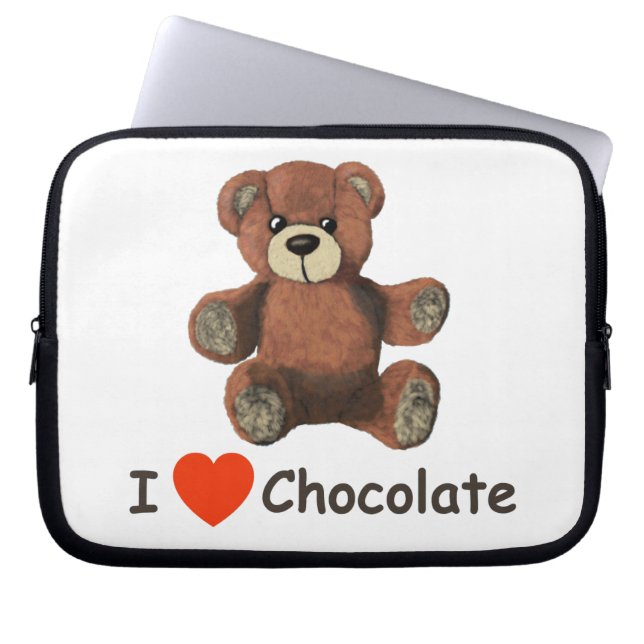 Cute I Heart (Love) Chocolate Teddy Bear Laptop Sleeve (Front)