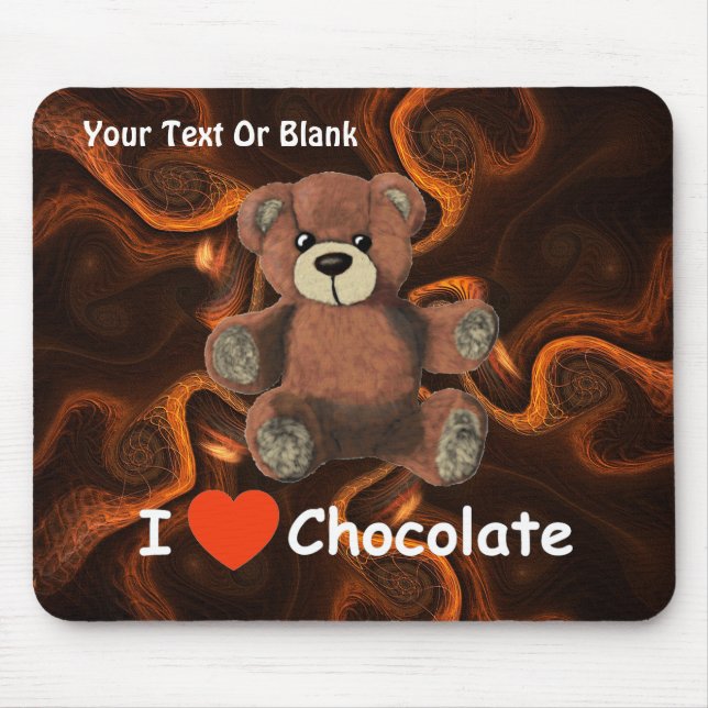 Cute I Heart (Love) Chocolate Teddy Bear Mouse Pad (Front)