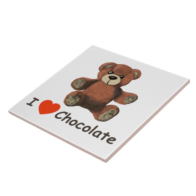 Cute I Heart (Love) Chocolate Teddy Bear Tile (Side)
