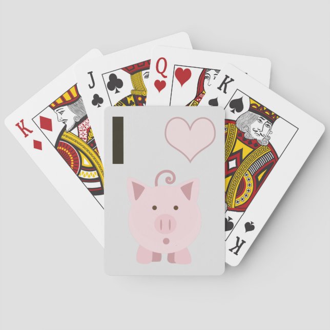 Cute I heart pigs Desgin Playing Cards (Back)