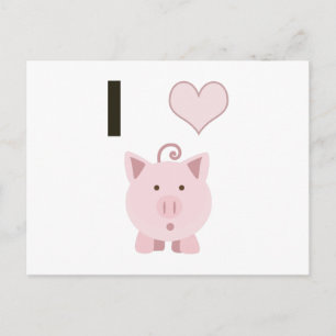 Cute I heart pigs Desgin Postcard