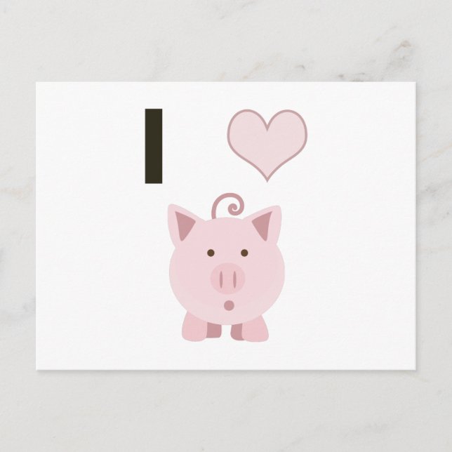 Cute I heart pigs Desgin Postcard (Front)