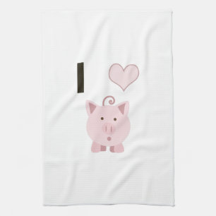 Cute I heart pigs Desgin Tea Towel