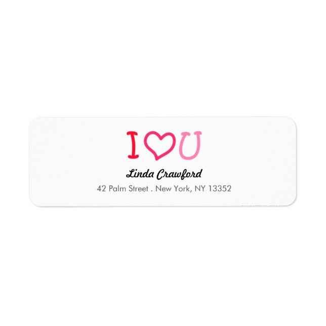 Cute I heart You Valentine's Day Return Address Label (Front)