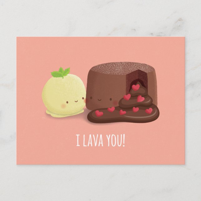 Cute I Lava You Funny Valentines Day Pun Holiday Postcard (Front)