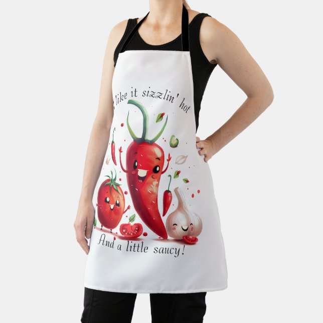 Cute I Like It Hot Veggie Characters BBQ Apron (Insitu)