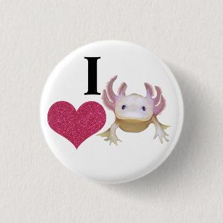 Cute I Love Axolotl Sparkle Heart 3 Cm Round Badge