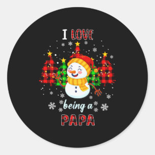 Cute I Love Being A Papa Snowman Christmas Valenti Classic Round Sticker
