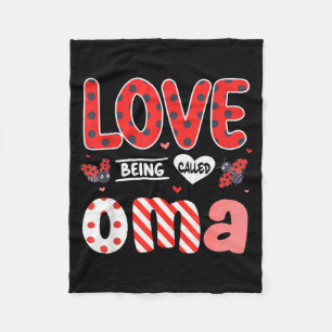 Cute I Love Being Called Oma Ladybug Happy Valenti Fleece Blanket