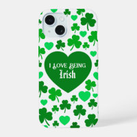 Cute I Love Being Irish Hearts and Shamrocks Green