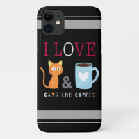 Cute I Love Cats and Coffee Black