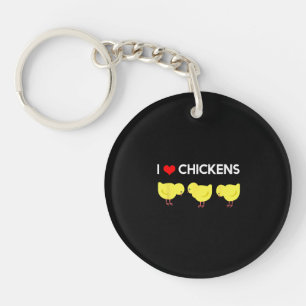 Cute I Love Chickens Design Funny Chicken Lover Key Ring
