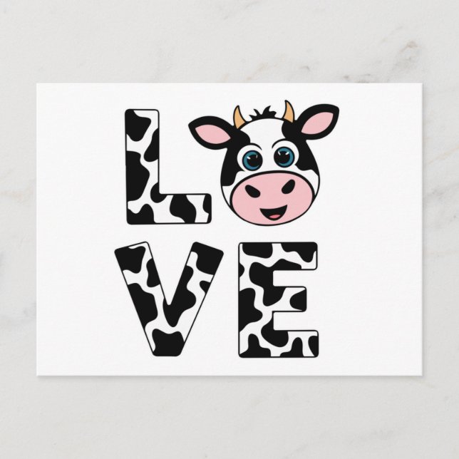 Cute I Love Cows Postcard (Front)