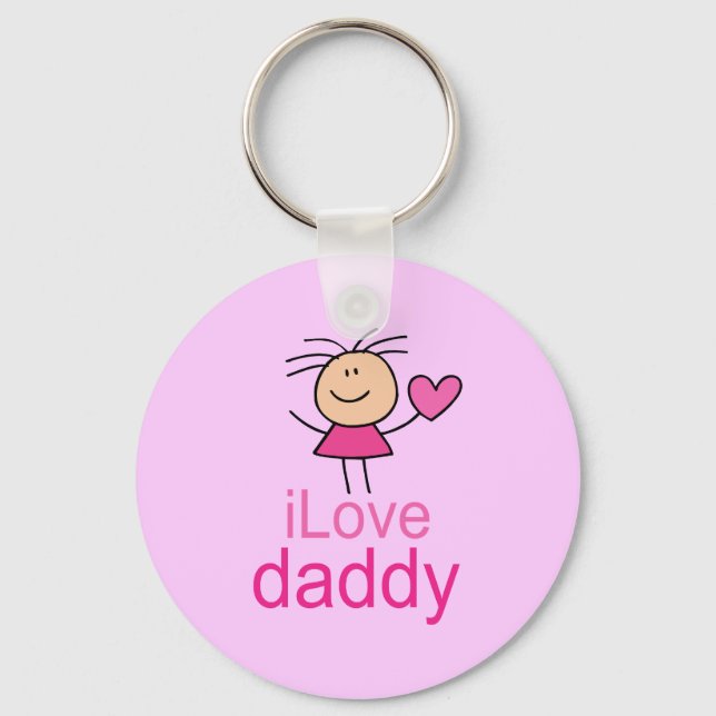 Cute I Love Daddy T-shirt Key Ring (Front)