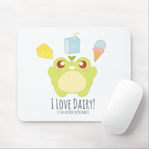 Cute I Love Dairy Treats Frog Mouse Pad