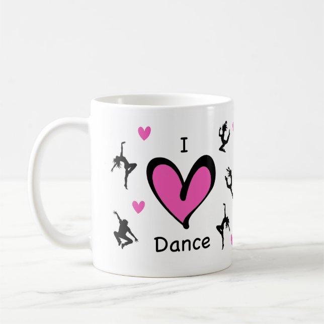 Cute I Love Dance Patterned Coffee Mug (Left)
