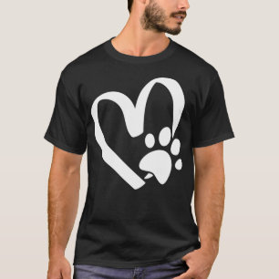 Cute I Love Dogs Puppy Tee Paw Print Heart