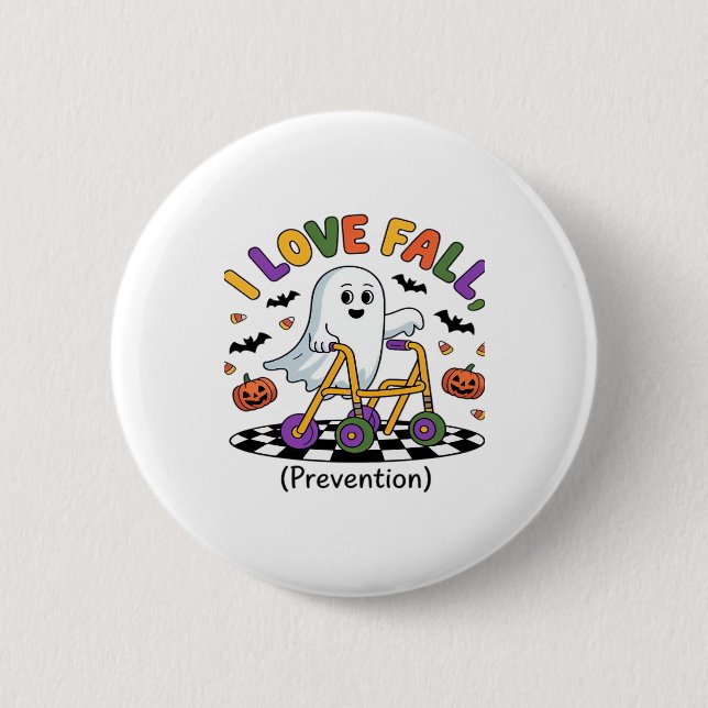 Cute I Love Fall Prevention Physical Therapy Ghost 6 Cm Round Badge (Front)