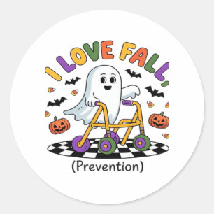Cute I Love Fall Prevention Physical Therapy Ghost Classic Round Sticker