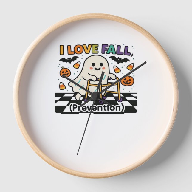Cute I Love Fall Prevention Physical Therapy Ghost Clock (Front)